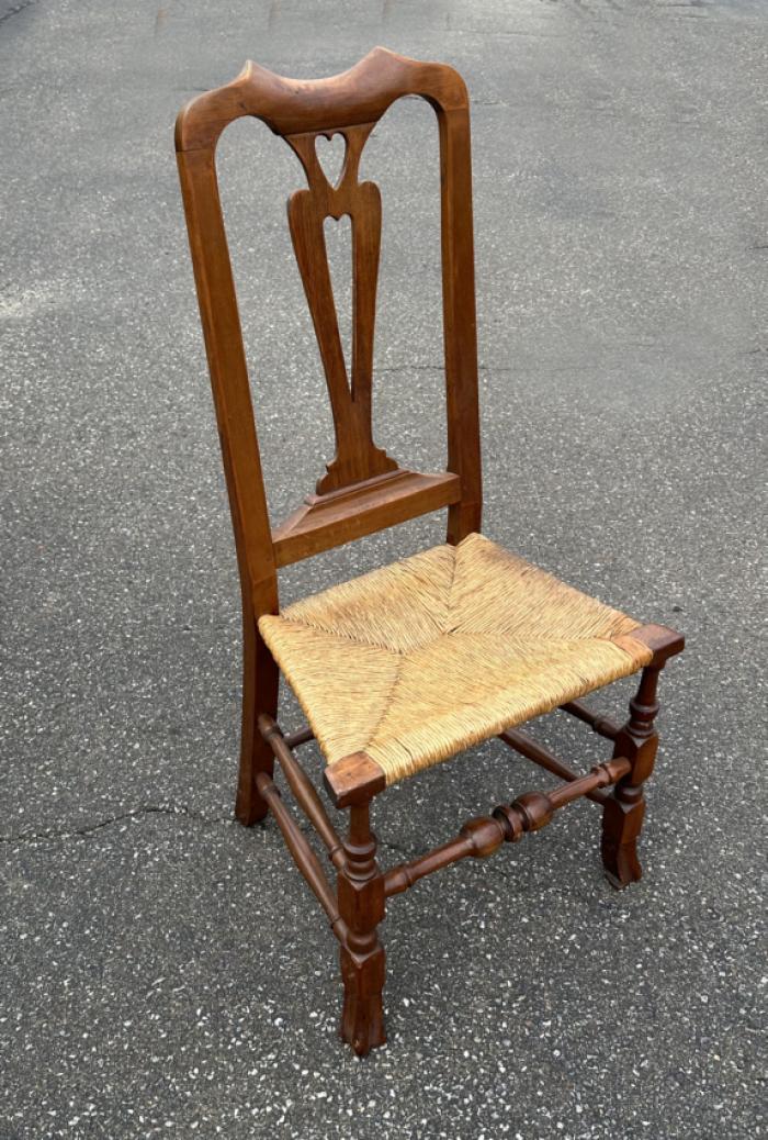 18thc Queen Anne chair with Spanish feet and heart cut-outs