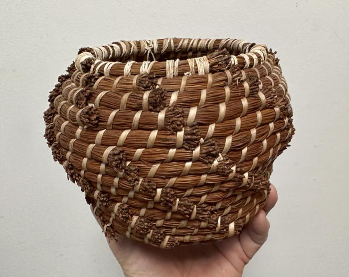 Vintage coiled grass basket