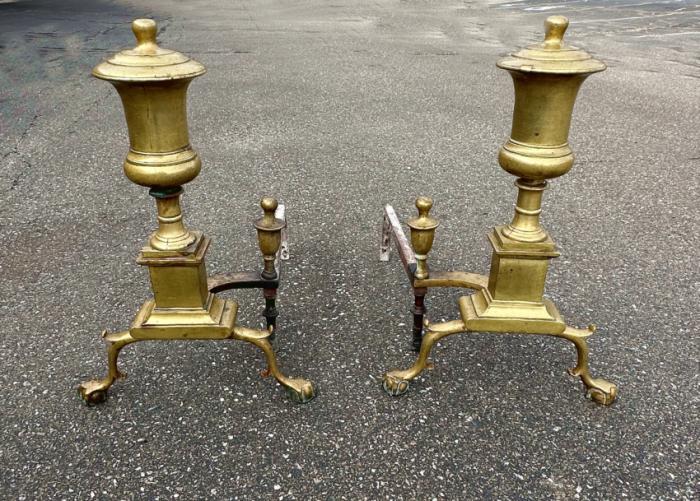 Antique English brass andirons