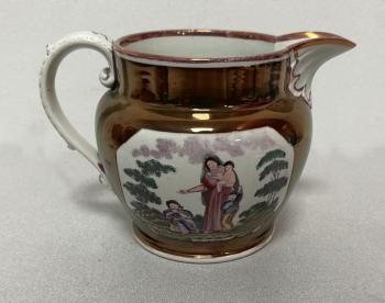 Image of Staffordshire copper luster Charity pitcher c1820