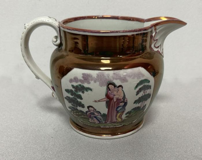 Staffordshire copper luster Charity pitcher c1820