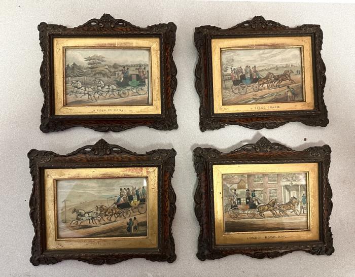 English Regency coaching lithographs in original frames