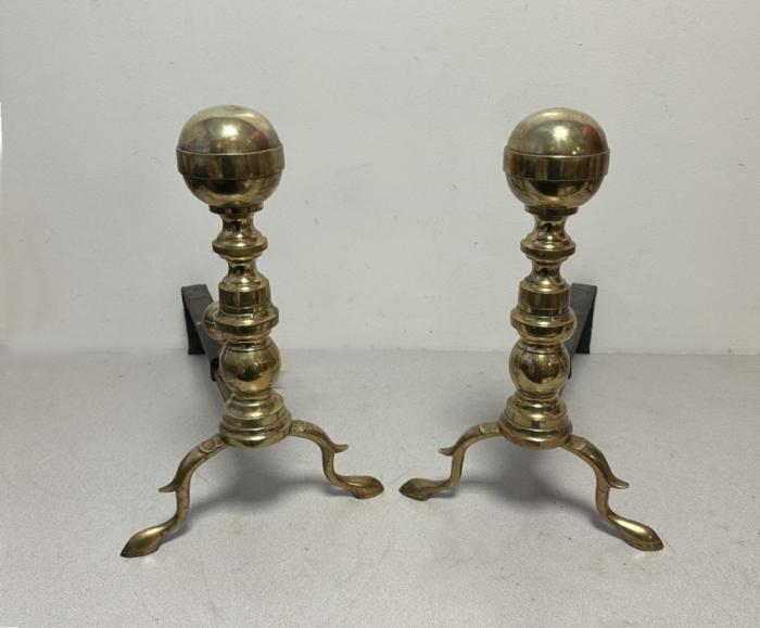 Early American brass andirons c1800