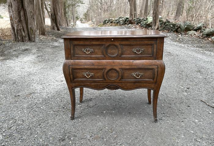 Vintage French fruitwood chest with slide