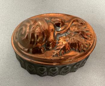 Image of English copper top tin jelly mold 19thc