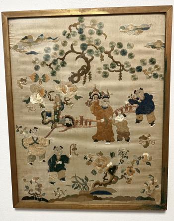 Image of 19thc Chinese embroidery on silk