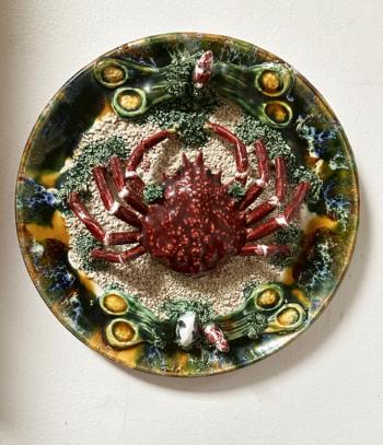 Image of F Mendes crab wall plate Portugal 1930