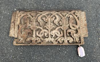 Image of 19thc carved wood panel from Thailand