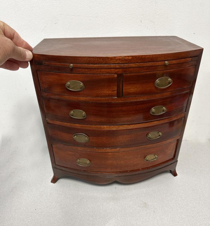 Miniature mahogany jewelry chest