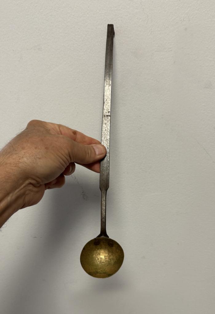 Early 19thc iron and brass ladle hand wrought