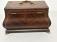 Antique French bombe form tea caddy with brass inlay