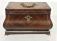 Antique French bombe form tea caddy with brass inlay