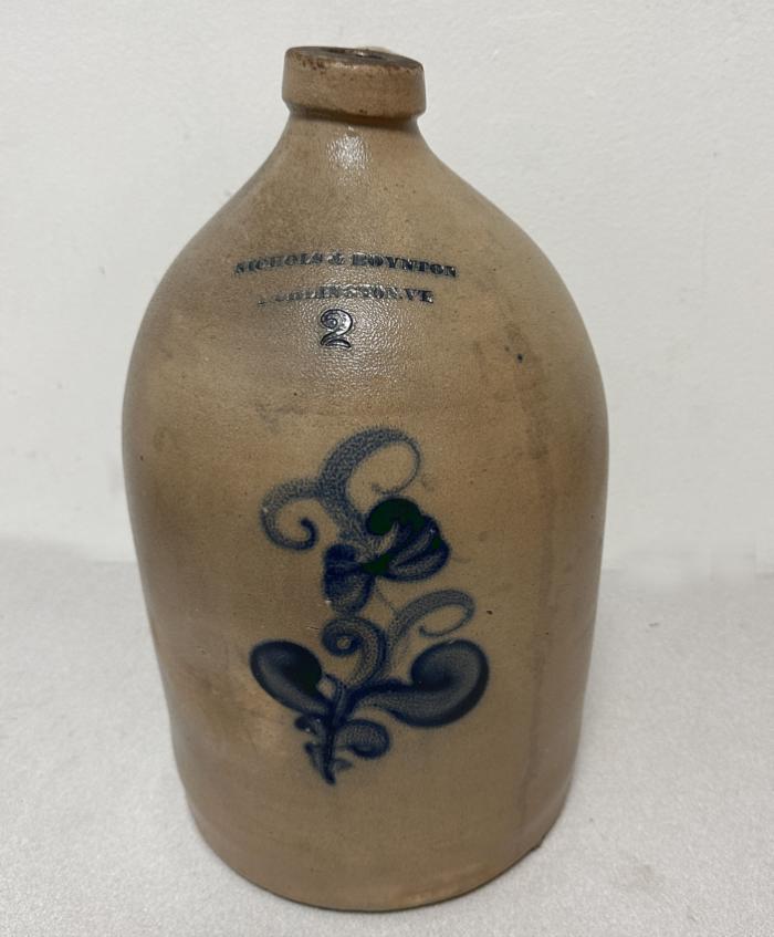 Stoneware jug by Nichols and Boynton Burlington VT