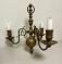 19thc Dutch solid brass three arm candle chandelier