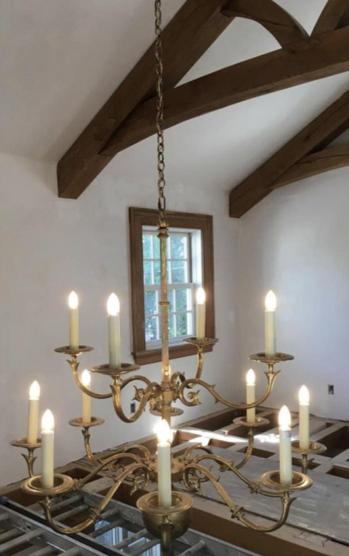 Solid brass 2 tier chandelier with 10 arms