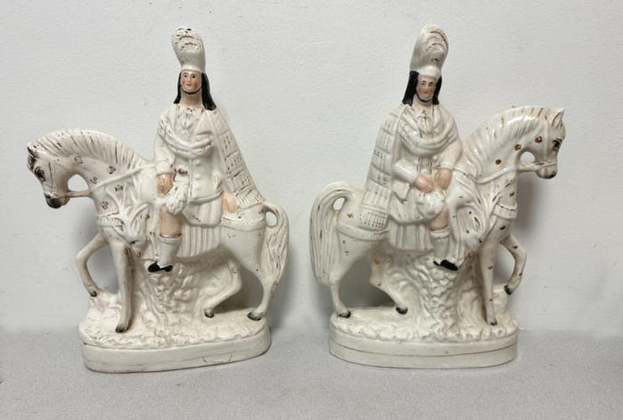 Antique Staffordshire Scottish mounted hunters