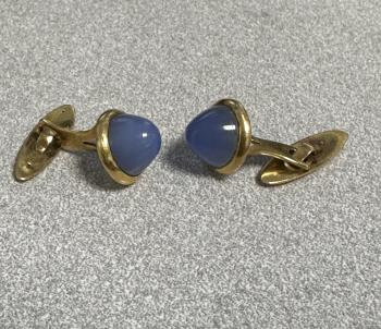 Image of French moonstone cufflinks in 18K gold