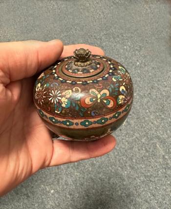 Image of Antique Japanese cloisonne covered jar
