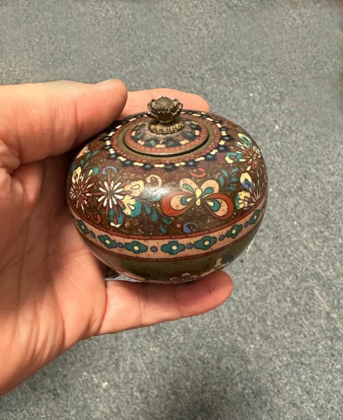 Antique Japanese cloisonne covered jar