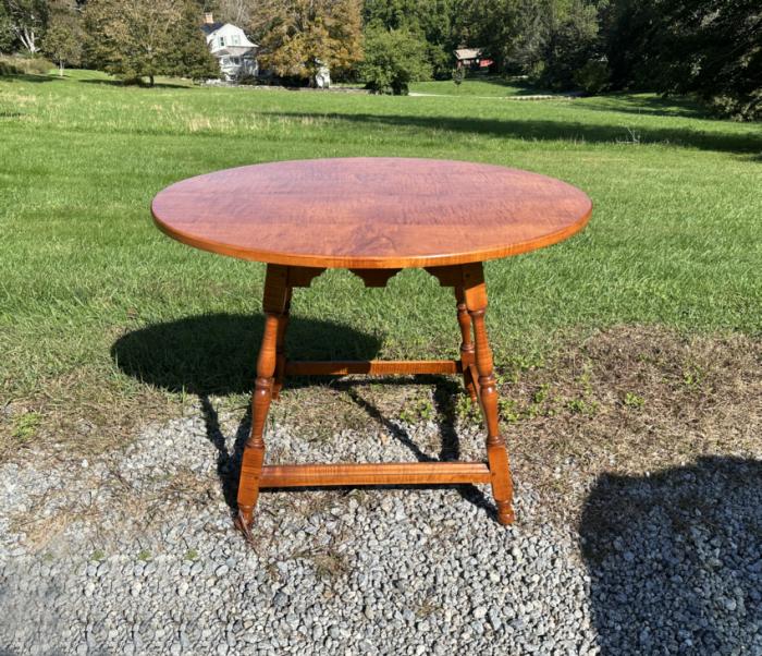 Eldred Wheeler tiger maple oval tavern table