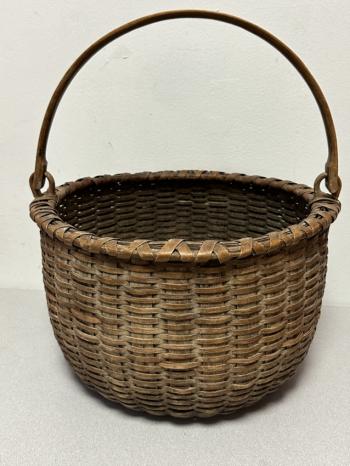 Image of Antique oak splint market basket circa 1900