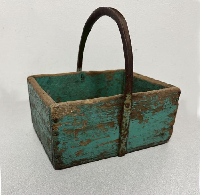 19thc primitive work box with iron handle