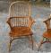 Vintage pair of English Windsor elm arm chairs