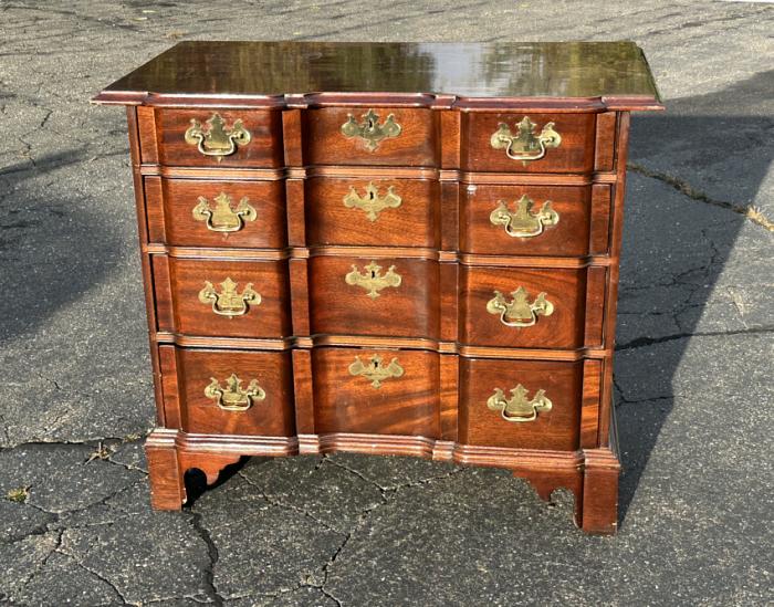 Stickley block front mahogany chest on bracket feet