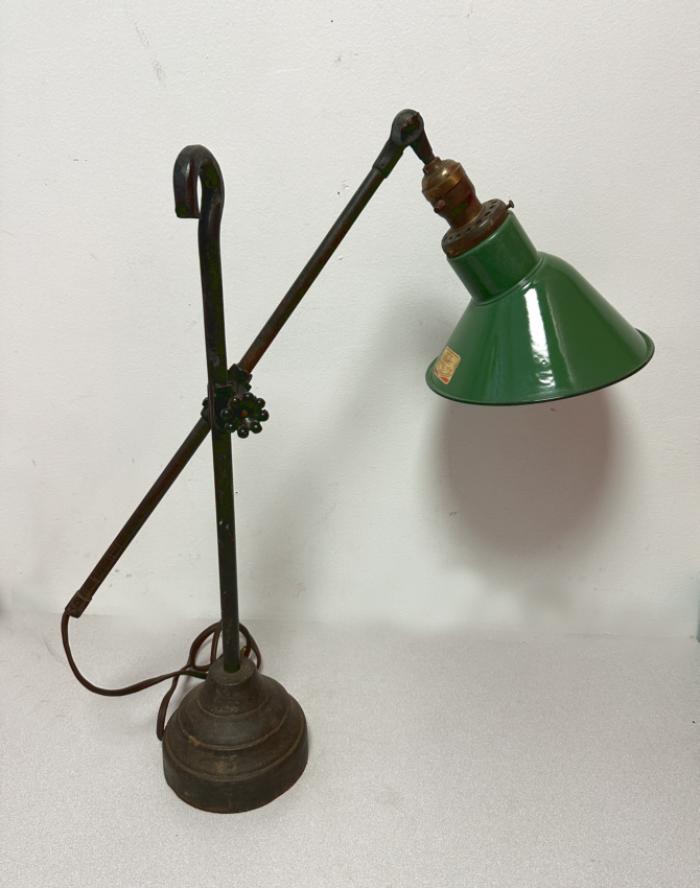 O C White desk lamp with original Wheeler shade