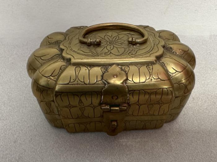 Early 18thc English brass travel box