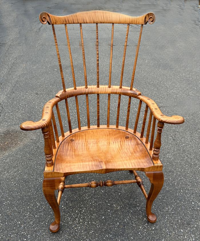 D R Dimes tiger maple armchair of limited edition