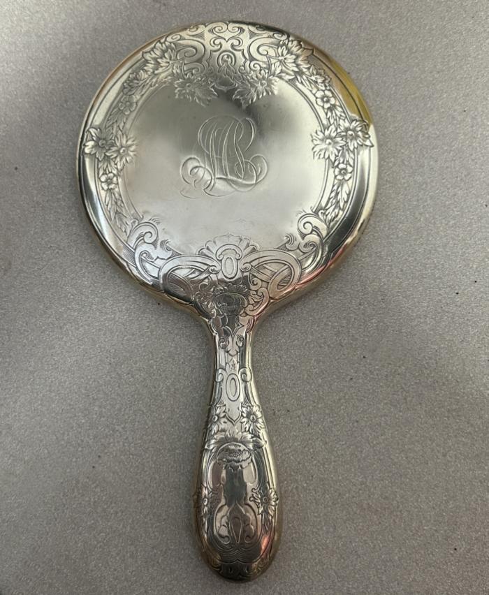 Gorham sterling silver vanity mirror c1900
