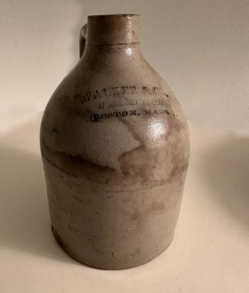 Image of Stoneware jug by Walker and Co Boston Mass