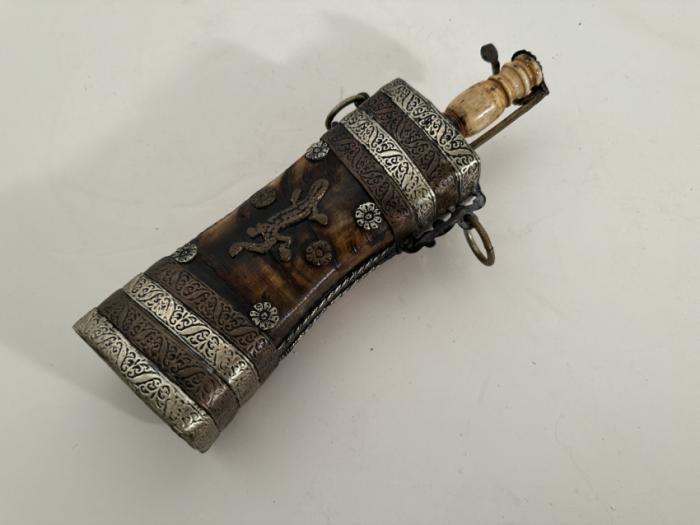 Antique 19thc North African Islamic powder flask
