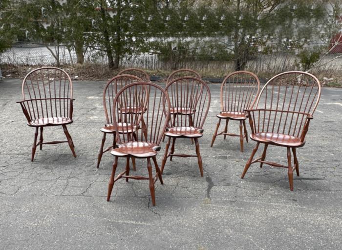 Eight D R Dimes bamboo Windsor chairs