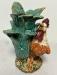 19thc majolica crowing rooster vase
