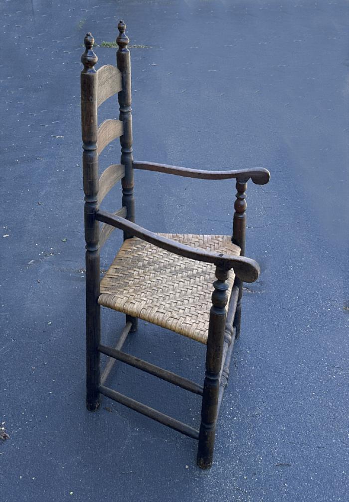 18thc New England ladder back arm chair