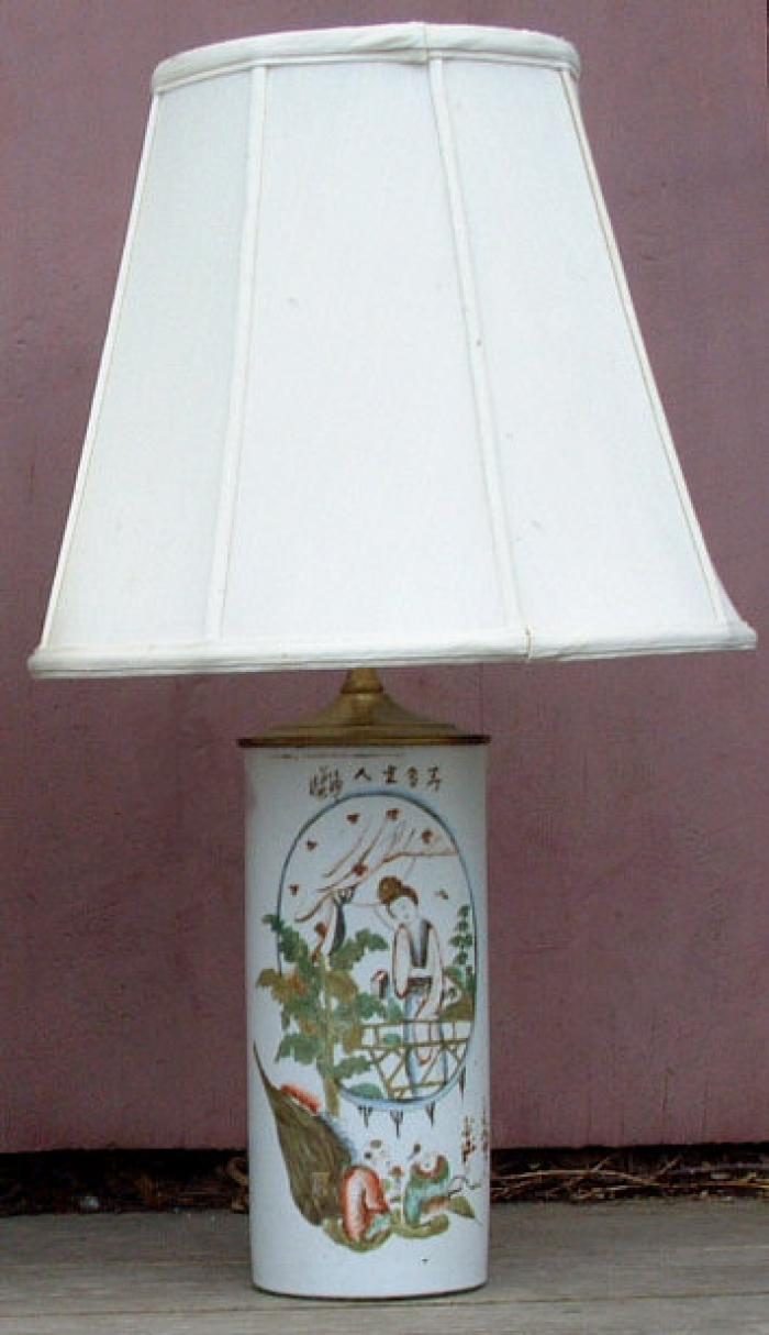 19th Century Japanese Brush Pot table Lamp