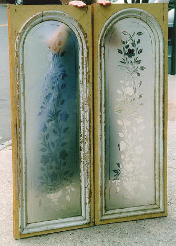 Price My Item: Value of Antique Pair of Etched glass Victorian windows