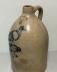 West Troy pottery 4 gal stoneware jug with cobalt bird decoration