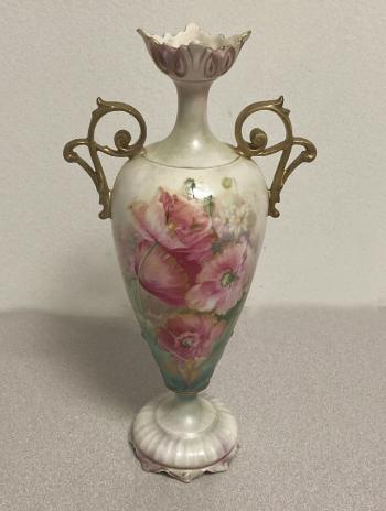 Image of R S Prussia porcelain vase with poppies