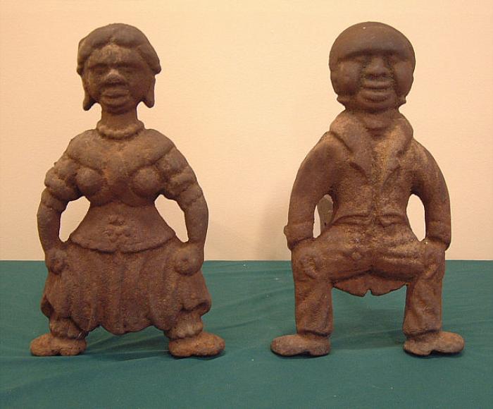 American cast iron Black Folk Art Andirons c1850