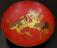Japanese red lacquer wedding dish with cranes