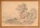 European pencil drawing of harbor and country side c1840