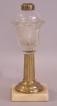 America pressed glass saw tooth brass and marble kerosene lamp