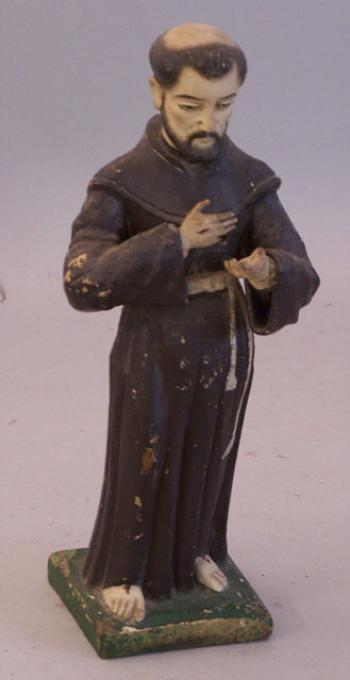 Image of Mexican carved  painted figure of Saint Francis