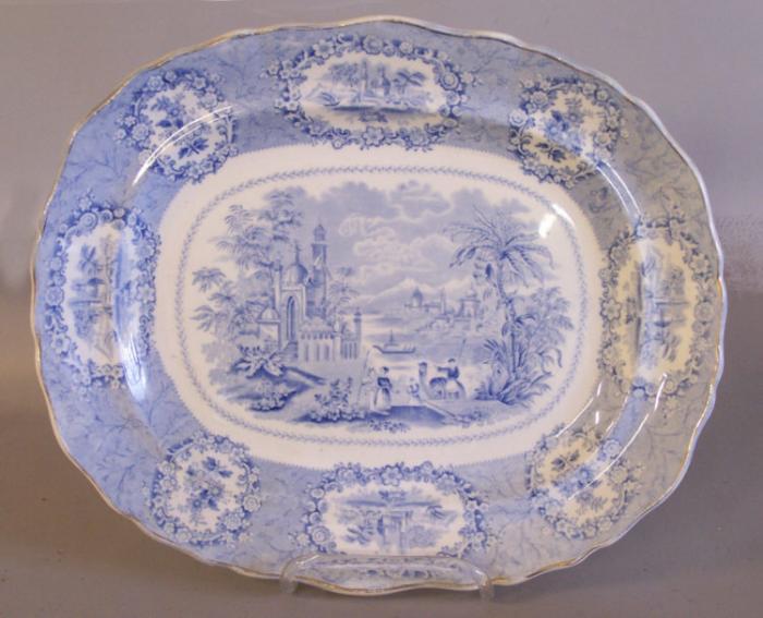 Ridgeway Staffordshire platter light blue with Egyptian scenery