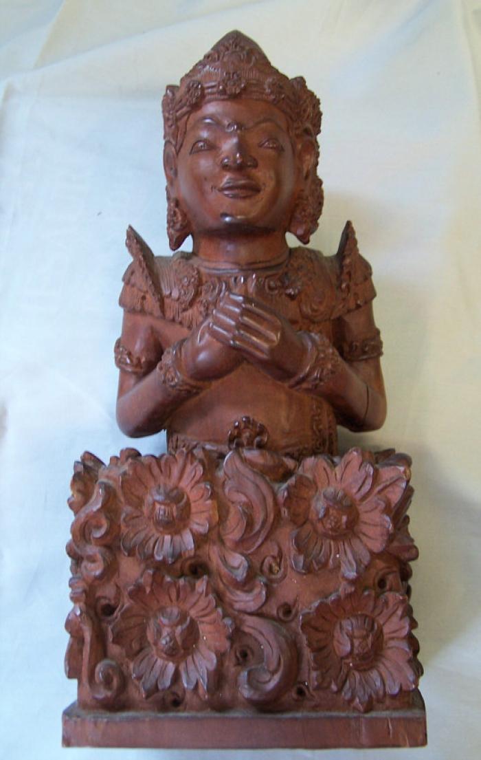 Southeast Asian hand carved wood figure c1900