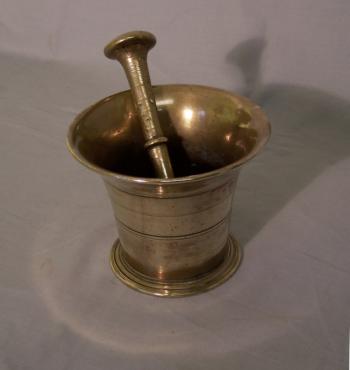 Image of 18th century English brass mortar and pestle