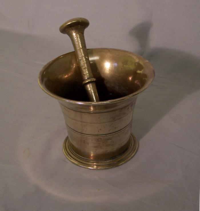 18th century English brass mortar and pestle